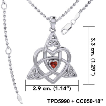 Celtic Heart Birthstone Trinity Silver Pendant TPD5990 - Jewelry